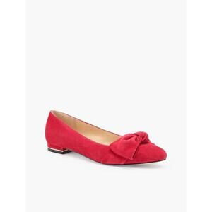 EUC Talbots Edison Flats Bow Detail Suede Leather Dressy Pointy Toe Career-Red 9